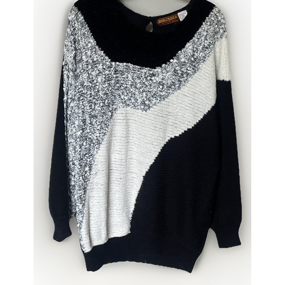 Vintage 80s Dolcezza Knit Sweater‎ Size Large 16-18 Textured Abstract Oversized